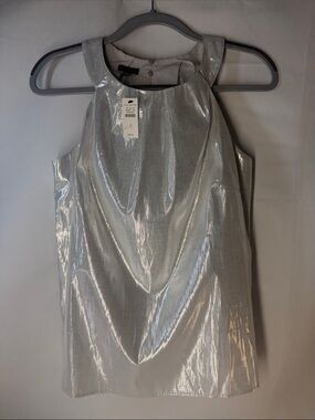 Talbots NWT Metallic Silver Sleeveless Blouse Party Top Size 2